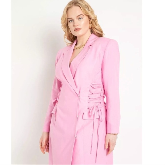 Eloquii Blazer pink 20 Dress with Lace up Detail - Picture 3 of 12